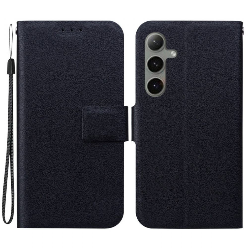 Peněženková Pouzdra Samsung Galaxy S25 Plus 5g Jednobarevný Kožený Efekt S Popruhem