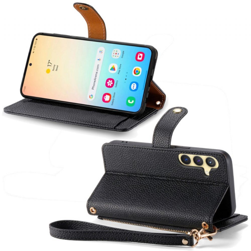 Peněženková Pouzdra Samsung Galaxy S25 Plus 5g Kryty Na Mobil Kožená Peněženka S Kapsou Na Zip S Ochranou Proti Rfid