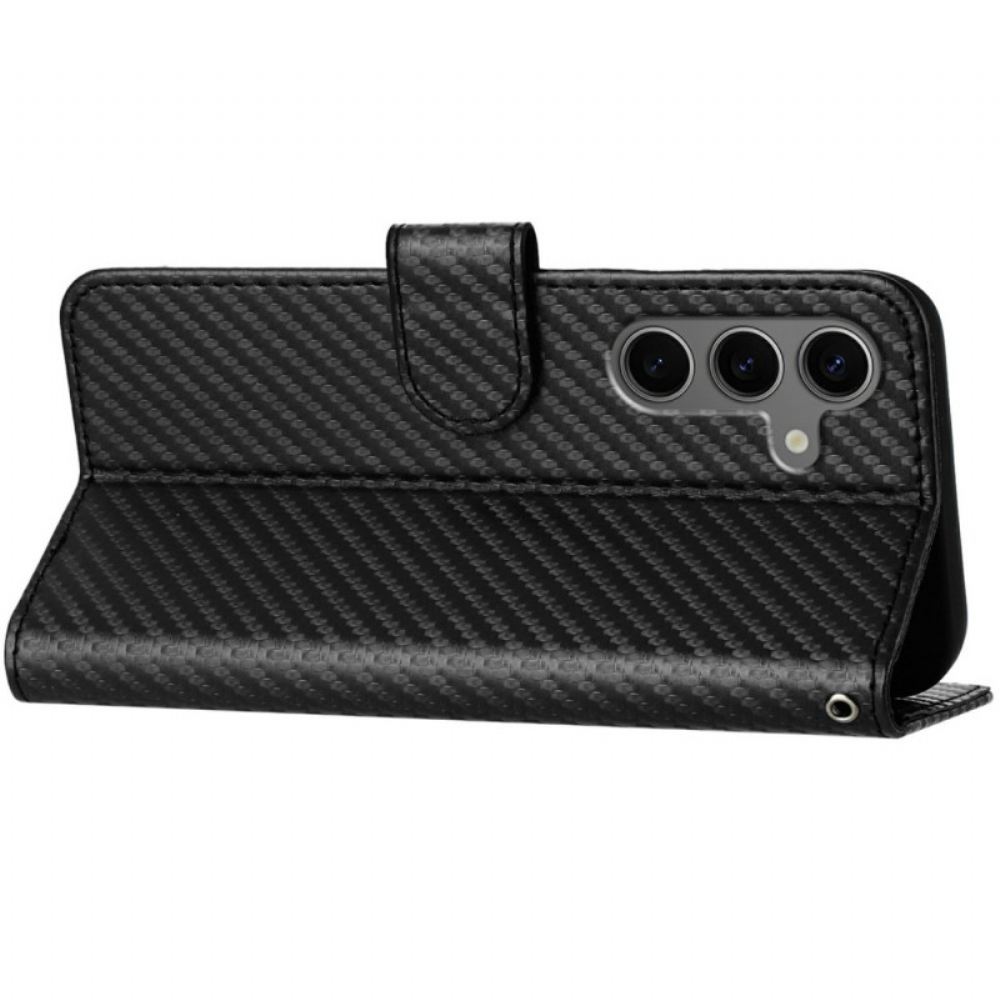 Peněženková Pouzdra Samsung Galaxy S25 Plus 5g Uhlíková Vlákna S Páskem