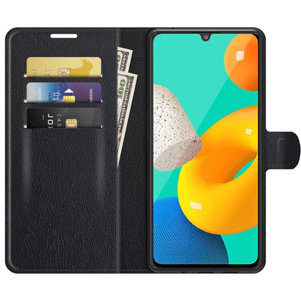 Flipové Pouzdro Na Samsung Galaxy M32 Klasický Kožený Efekt Litchi