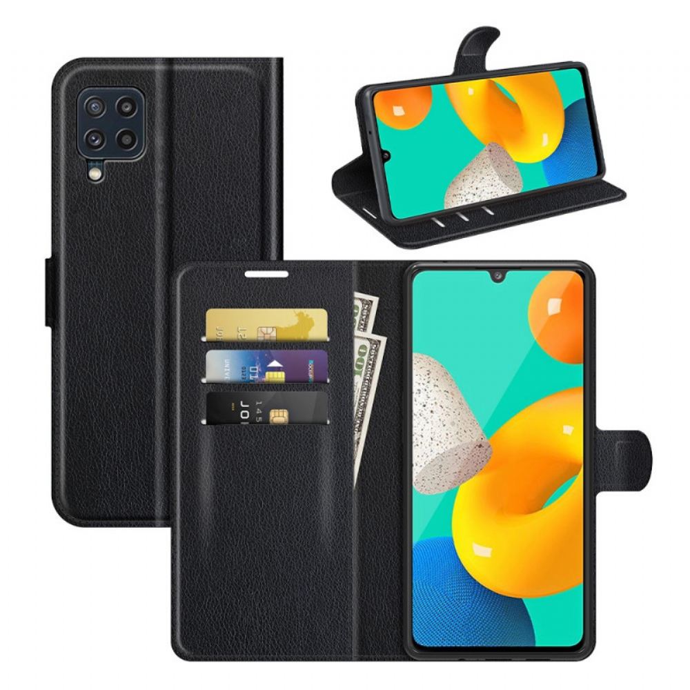 Flipové Pouzdro Na Samsung Galaxy M32 Klasický Kožený Efekt Litchi