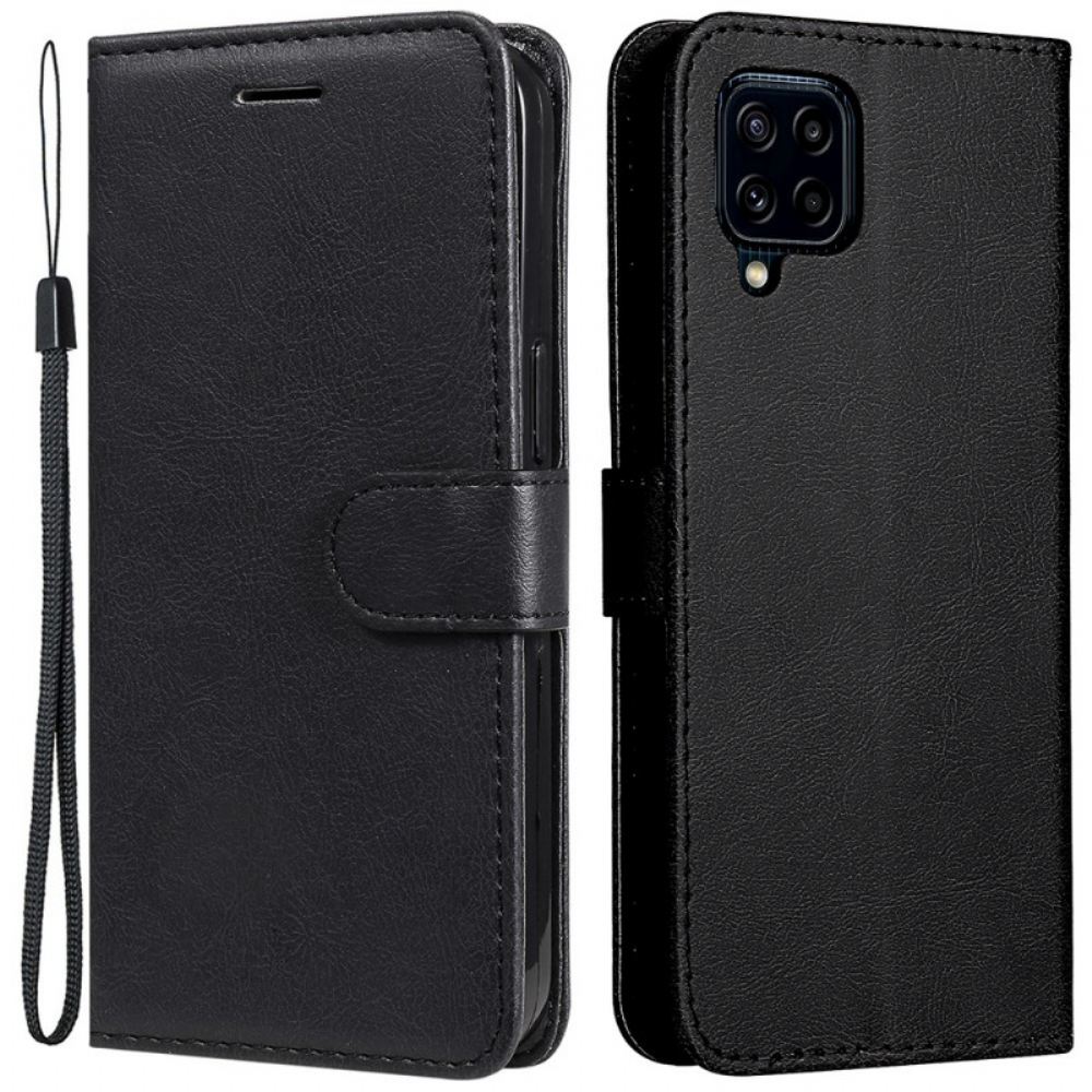 Flipové Pouzdro Na Samsung Galaxy M32 Na Lana Jednobarevný Řemínek Řady