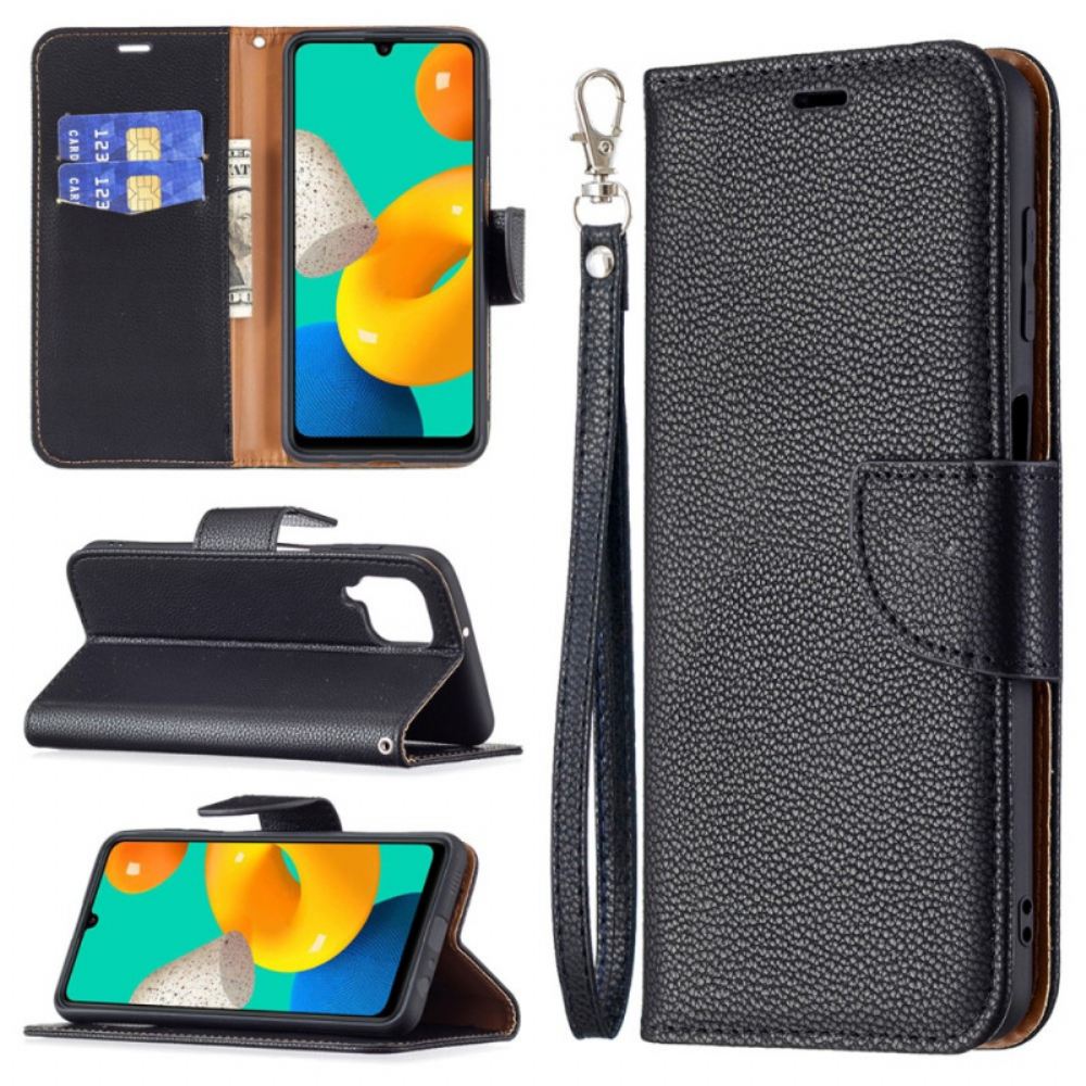 Kožené Pouzdro Na Samsung Galaxy M32 Flipové Pouzdro Liči Klapka Šikmá