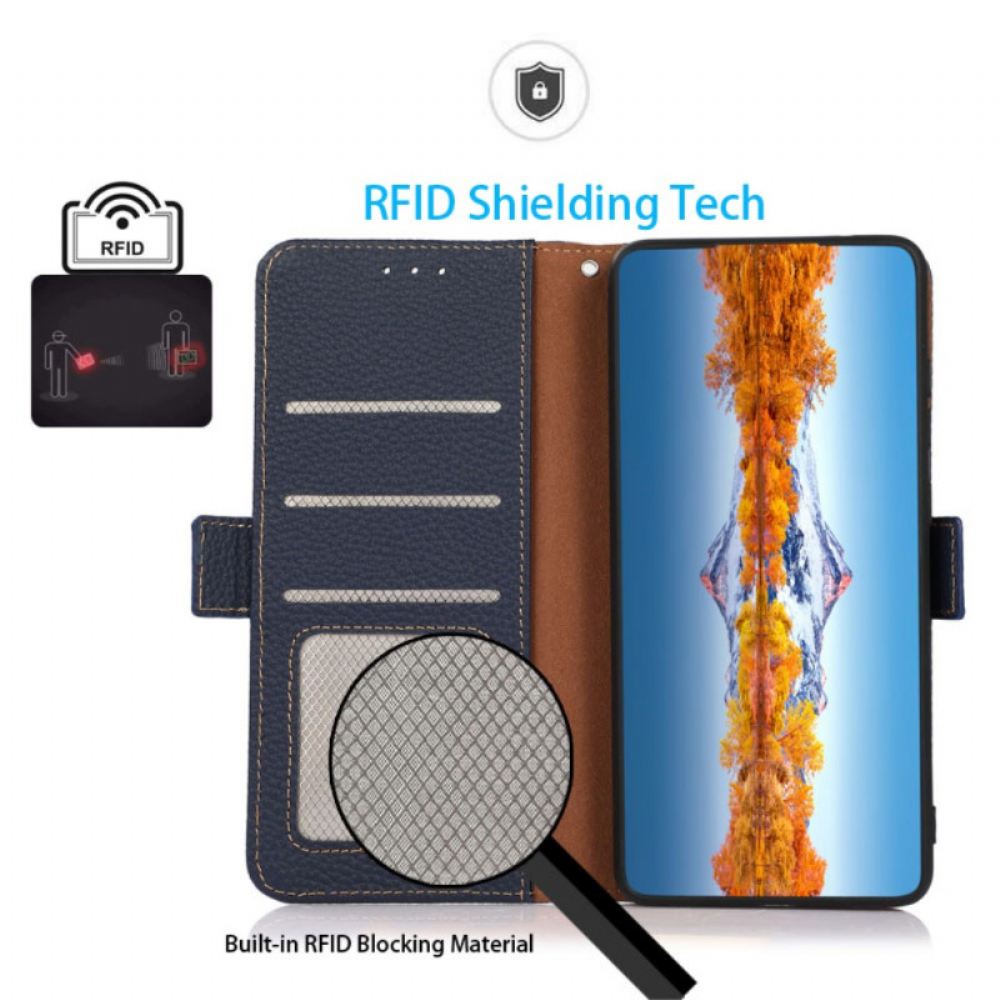 Kožené Pouzdro Na Samsung Galaxy M32 Khazneh Rfid Z Kůže Litchi