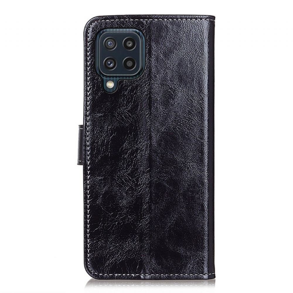 Kožené Pouzdro Na Samsung Galaxy M32 Lesklé A Viditelné Švy