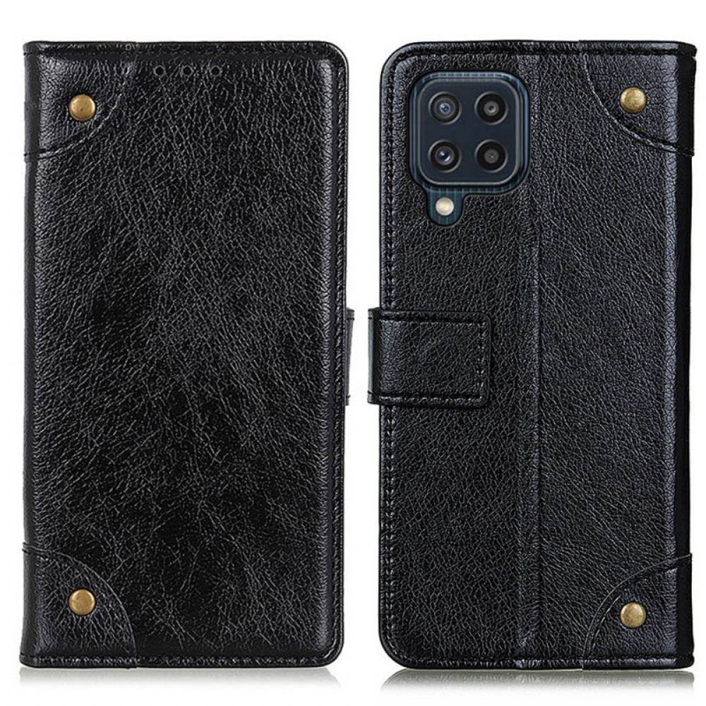 Kožené Pouzdro Na Samsung Galaxy M32 Nappa Dělené Kožené Nýty