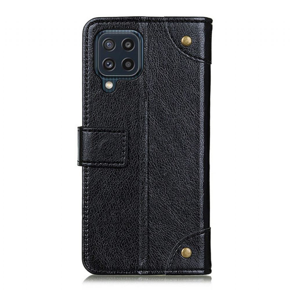 Kožené Pouzdro Na Samsung Galaxy M32 Nappa Dělené Kožené Nýty