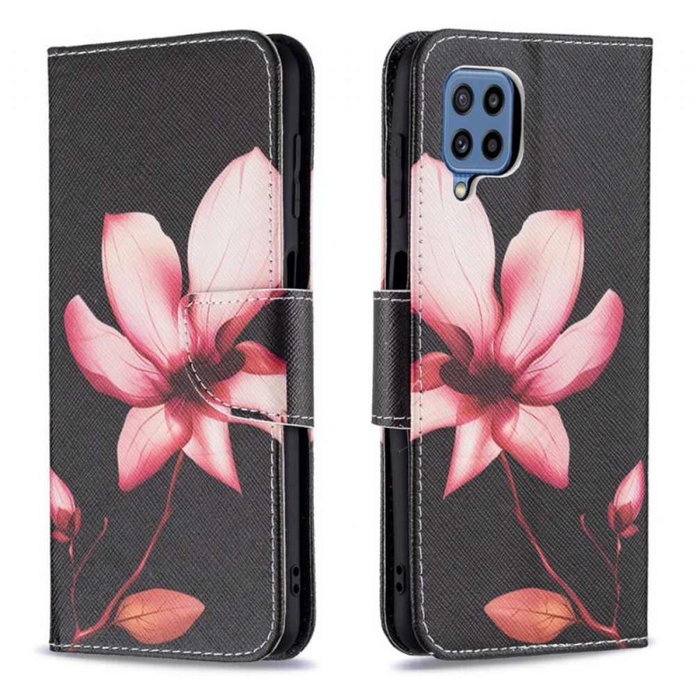 Kožené Pouzdro Na Samsung Galaxy M32 Růžový Květ