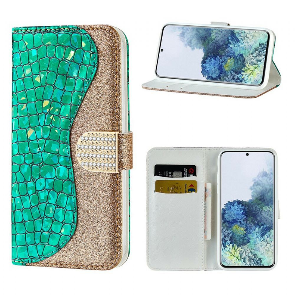 Flipové Pouzdro Na Samsung Galaxy S21 Plus 5G Krokodýlí Diamanty