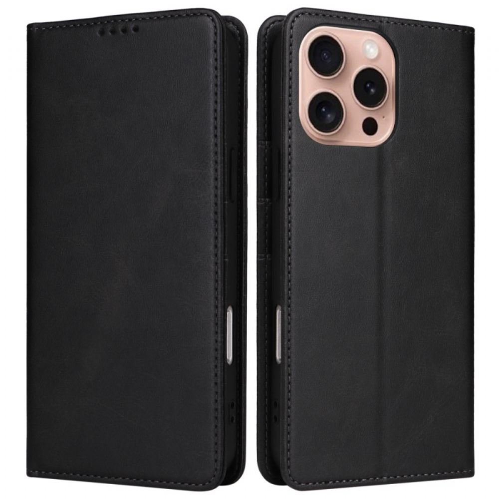 Kožené Pouzdro Folio iPhone 16 Pro Blokování Rfid S Koženým Efektem