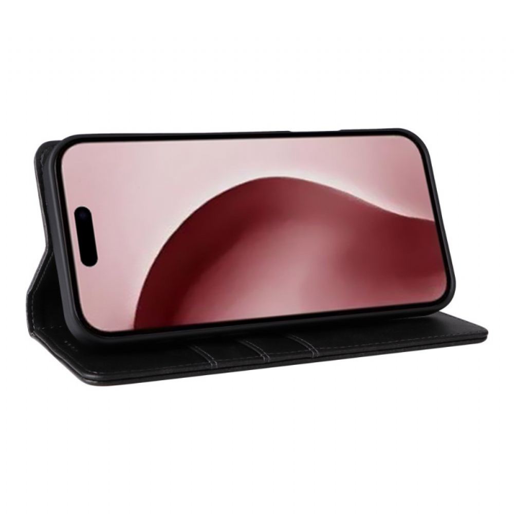 Kožené Pouzdro Folio iPhone 16 Pro Blokování Rfid S Koženým Efektem