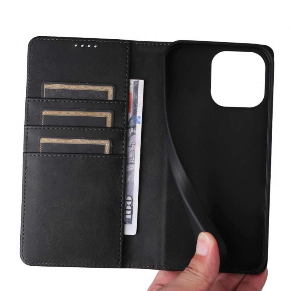 Kožené Pouzdro Folio iPhone 16 Pro Blokování Rfid S Koženým Efektem