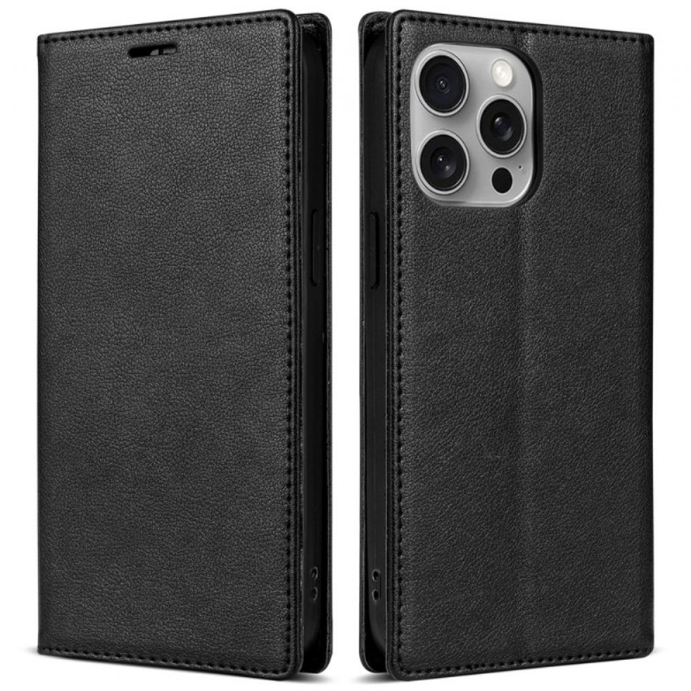 Kožené Pouzdro Folio iPhone 16 Pro Kožený Efekt