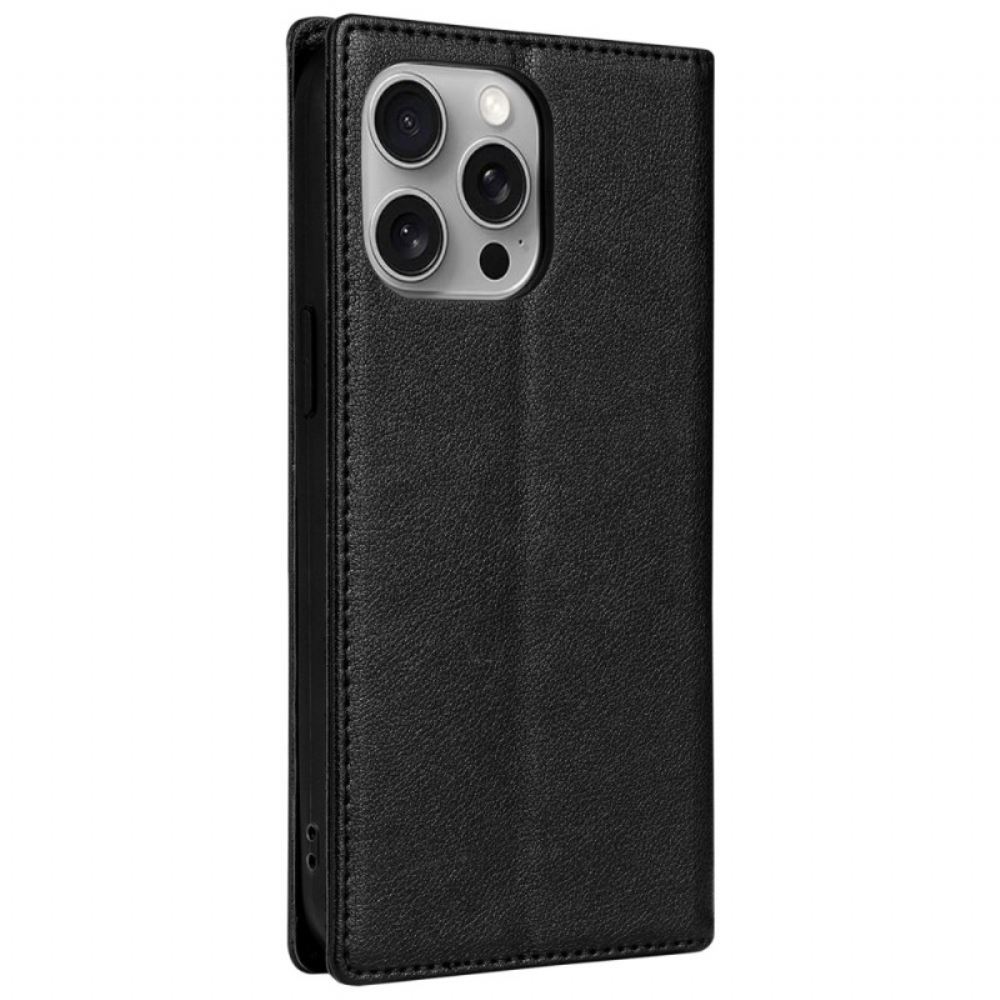 Kožené Pouzdro Folio iPhone 16 Pro Kožený Efekt