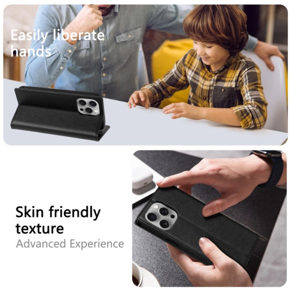 Kožené Pouzdro Folio iPhone 16 Pro Kožený Efekt