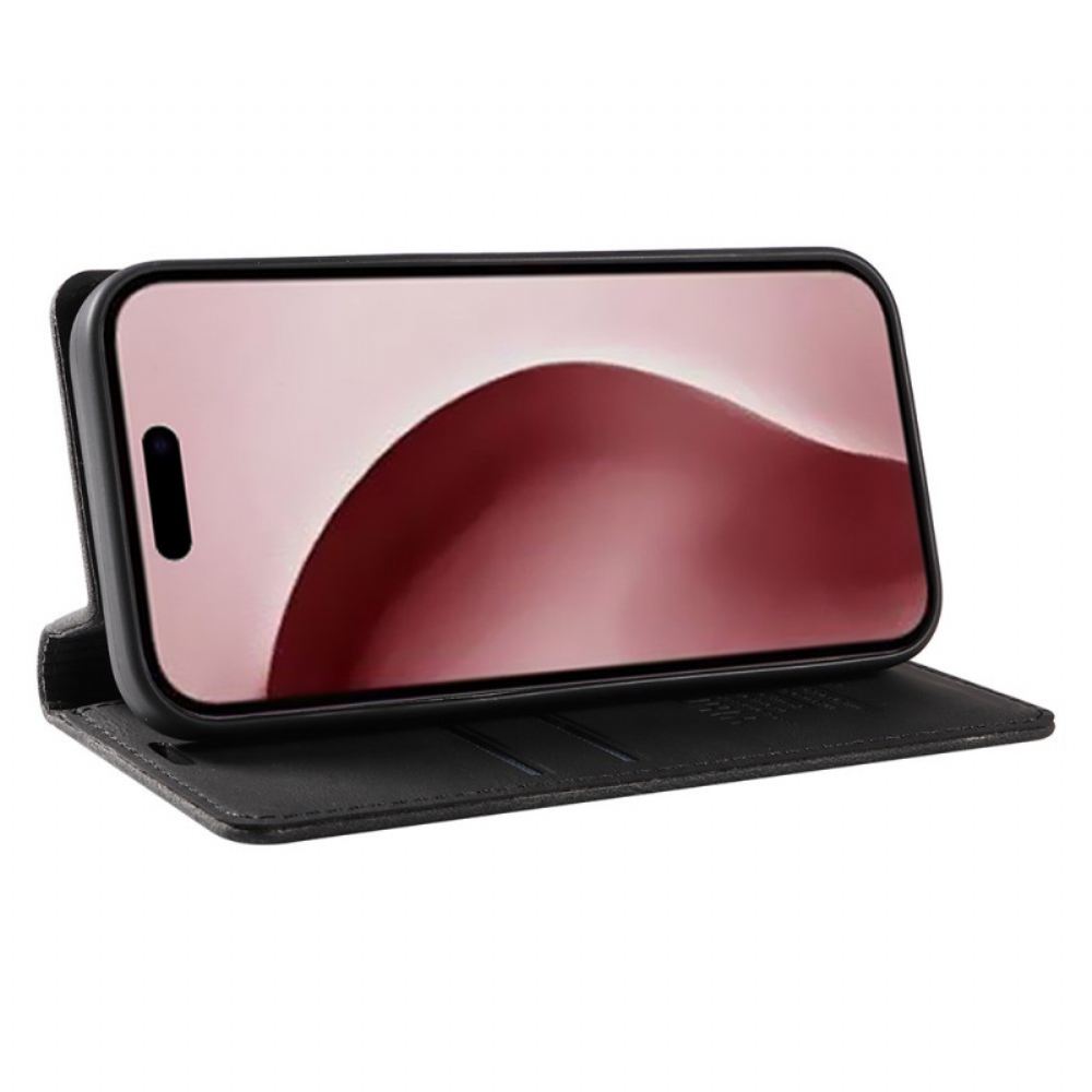 Kožené Pouzdro Folio iPhone 16 Pro Semišový Efekt Yikatu