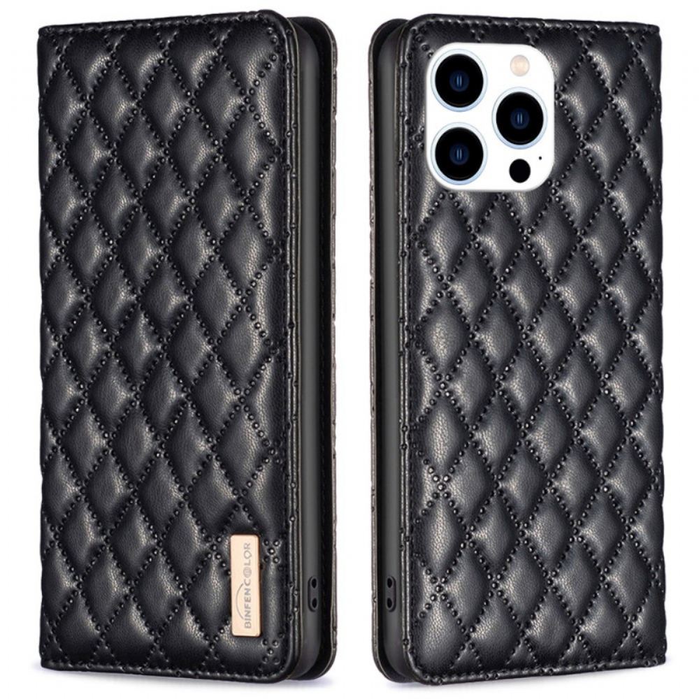 Kožené Pouzdro iPhone 16 Pro Prošívaná Binfen Barva