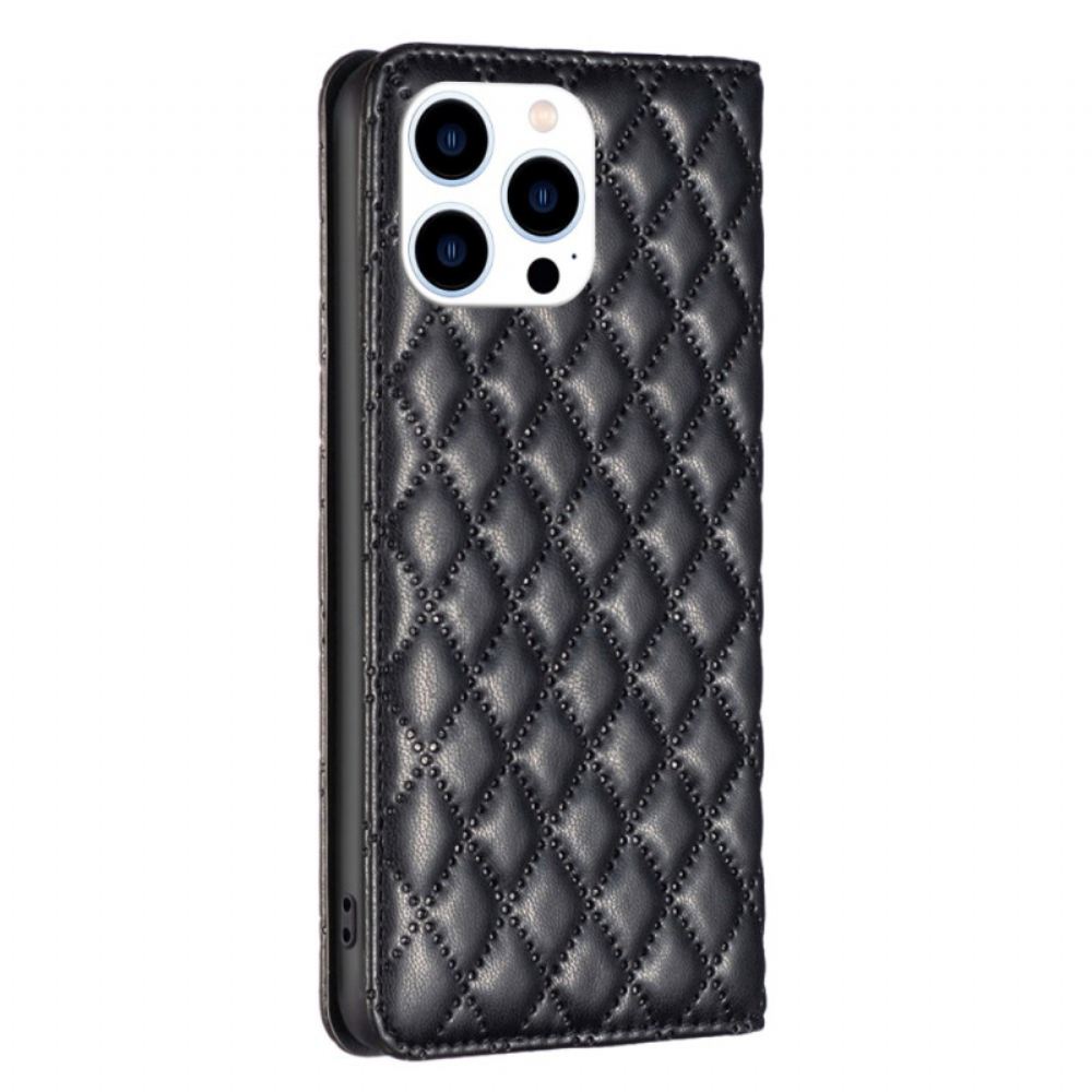 Kožené Pouzdro iPhone 16 Pro Prošívaná Binfen Barva