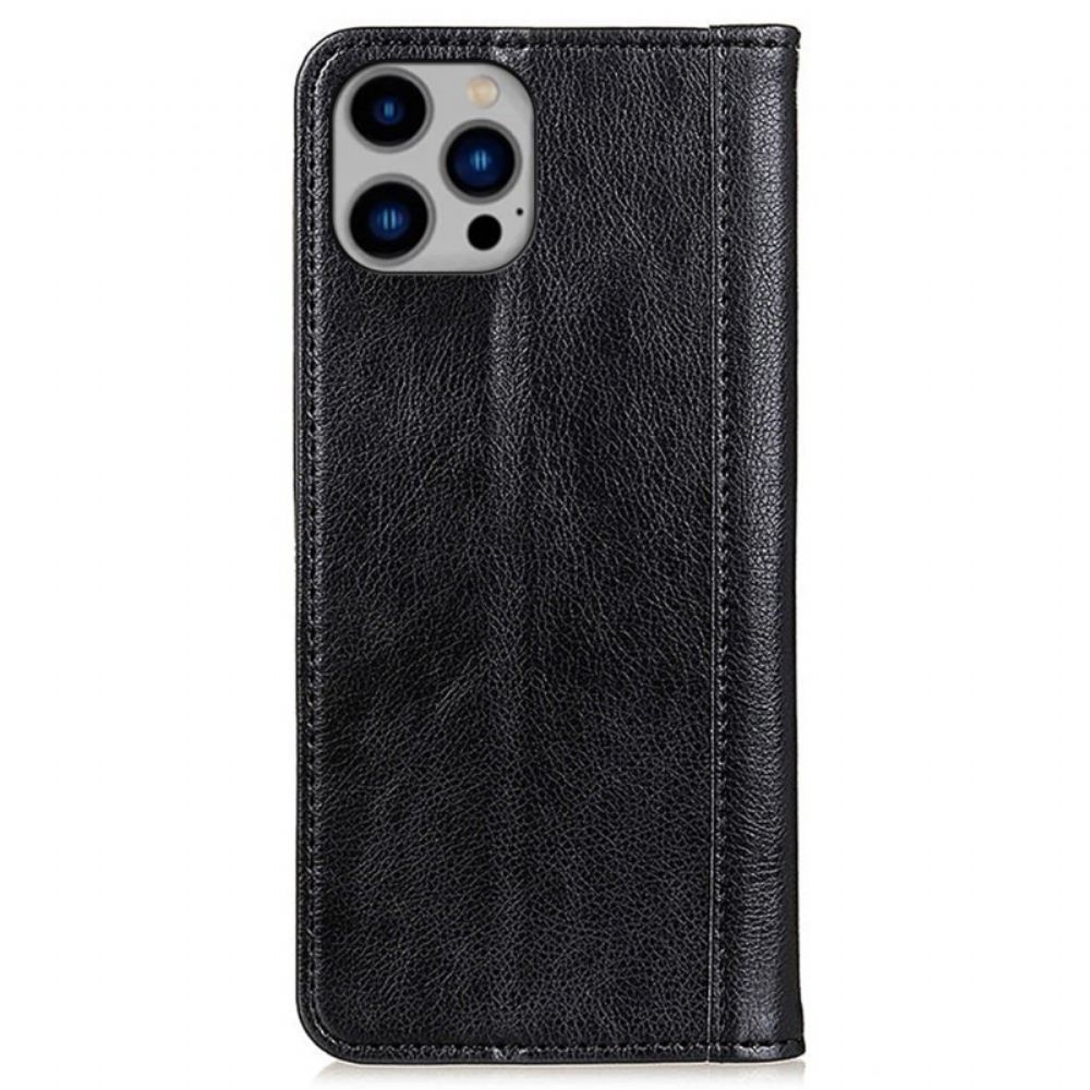 Kožené Pouzdro iPhone 16 Pro Vintage Design Dělené Kůže