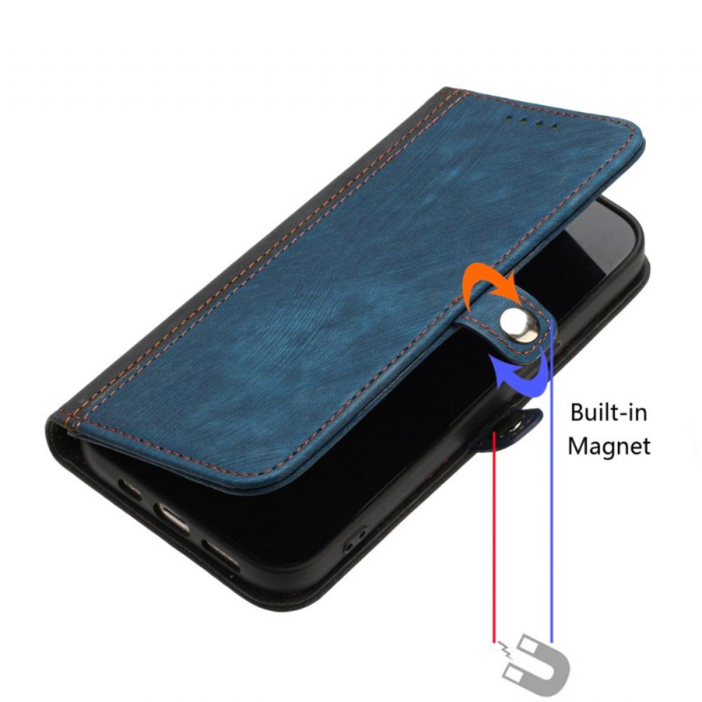 Kožený Kryt iPhone 16 Pro Dvoubarevný Pásek