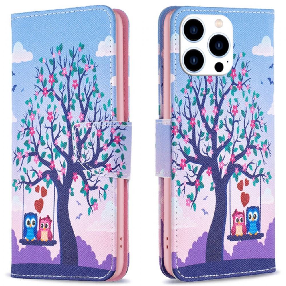 Kožený Kryt iPhone 16 Pro Dvě Sovy