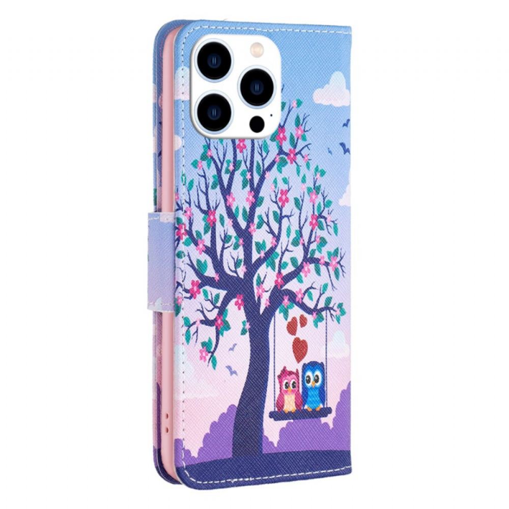 Kožený Kryt iPhone 16 Pro Dvě Sovy