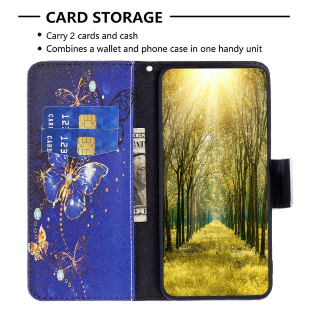 Kožený Kryt iPhone 16 Pro Fialoví Motýli
