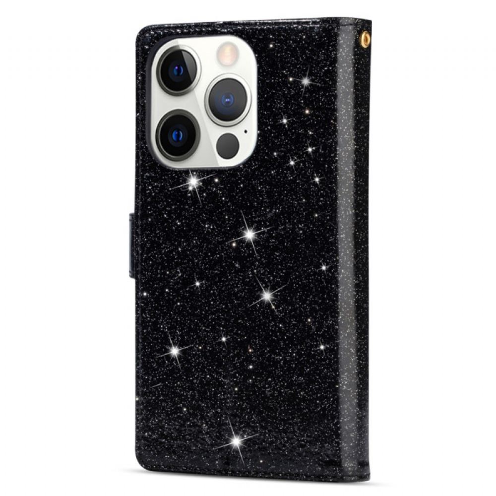 Kožený Kryt iPhone 16 Pro Flitry Stříbrná Spona