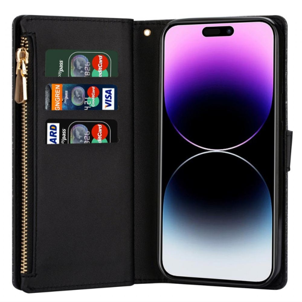 Kožený Kryt iPhone 16 Pro Flitry Stříbrná Spona