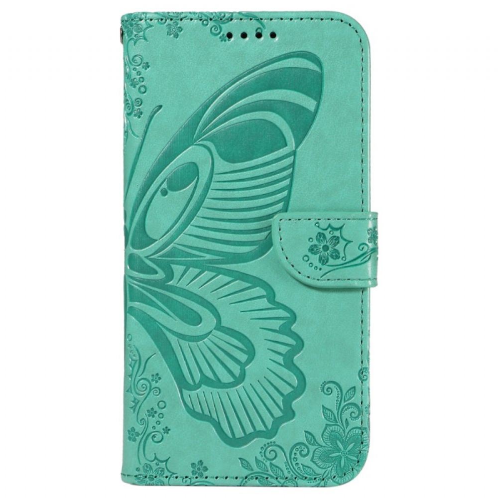 Kožený Kryt iPhone 16 Pro Grafický Motýl