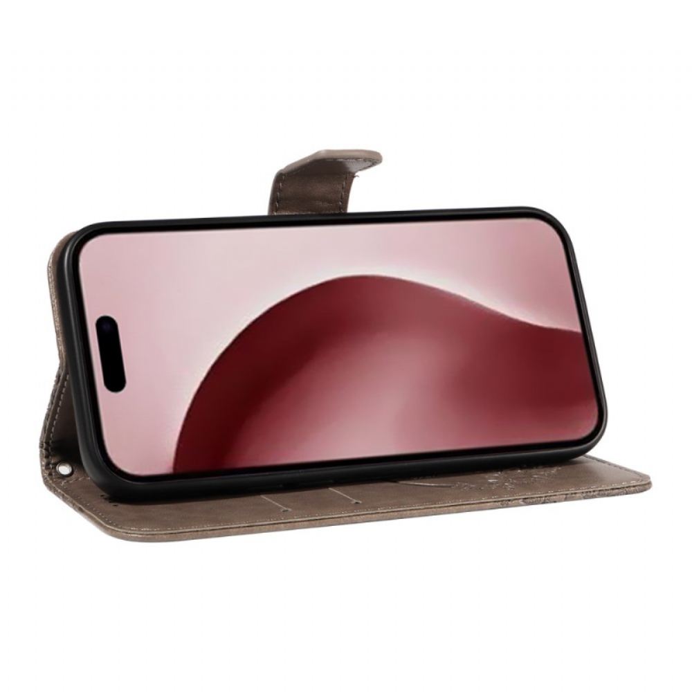 Kožený Kryt iPhone 16 Pro Grafický Motýl
