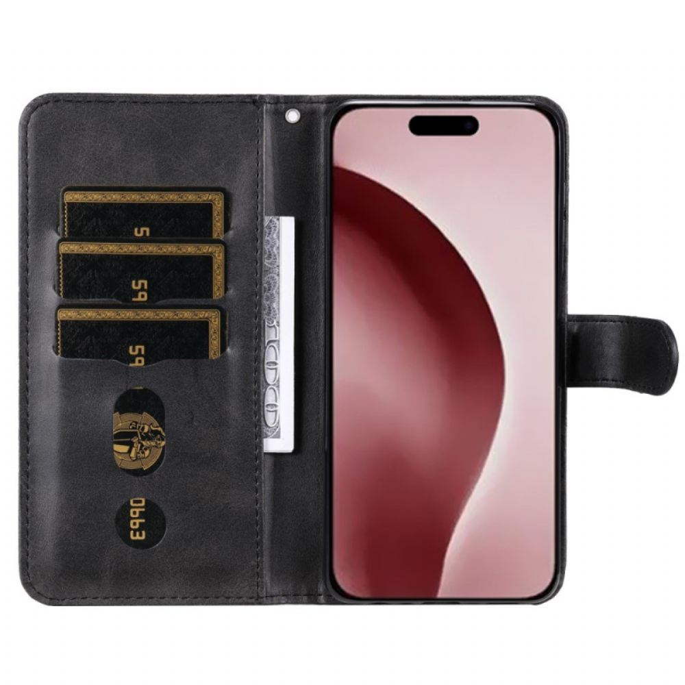 Kožený Kryt iPhone 16 Pro Kapsa Na Zip