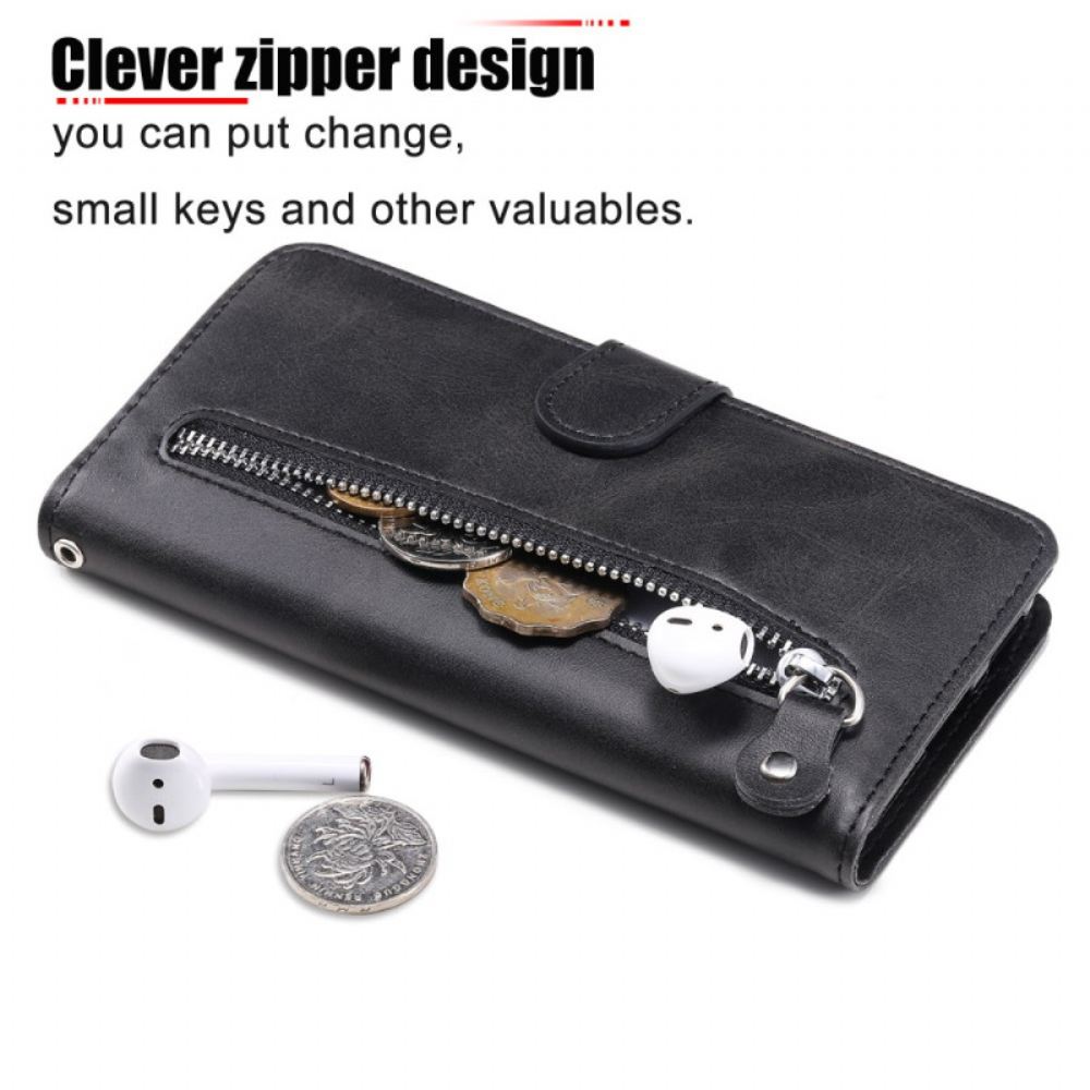 Kožený Kryt iPhone 16 Pro Kapsa Na Zip