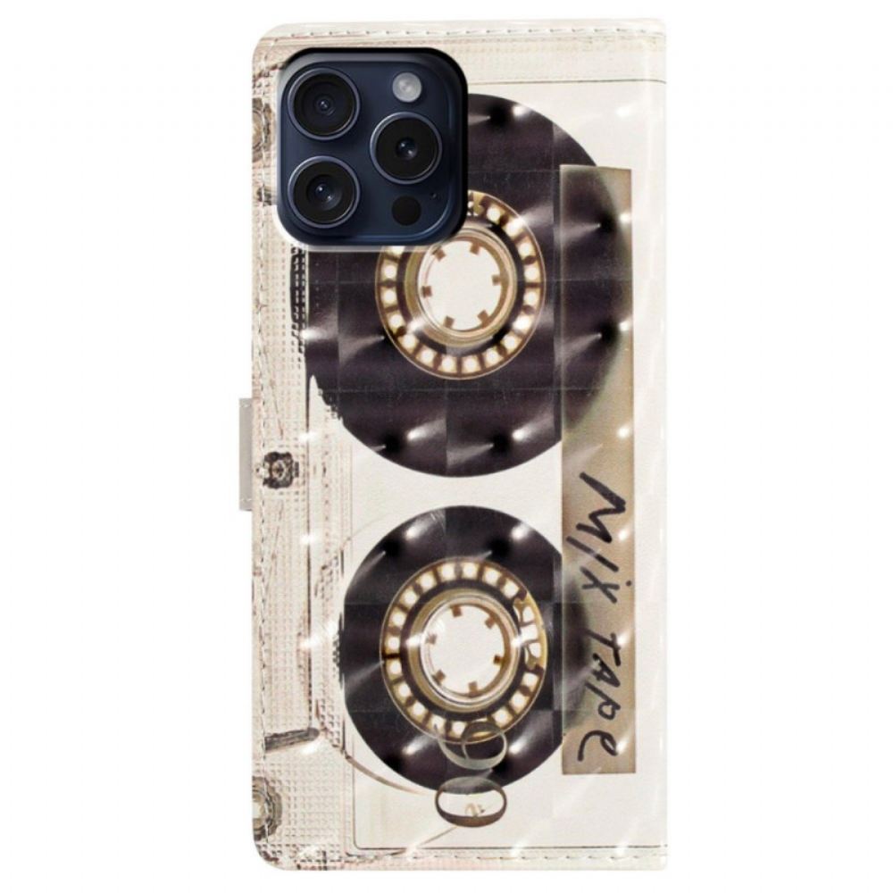 Kožený Kryt iPhone 16 Pro Kazeta Se Šňůrkou