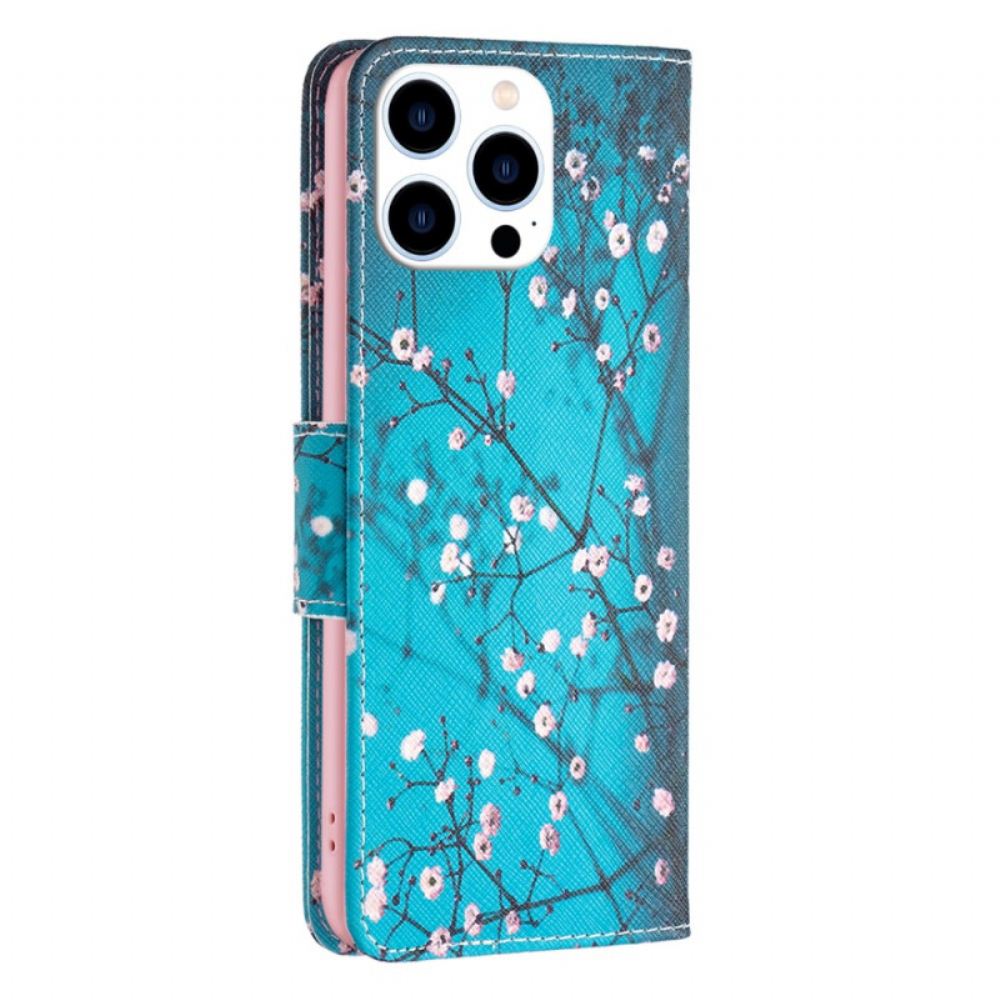 Kožený Kryt iPhone 16 Pro Kvetoucí Větve