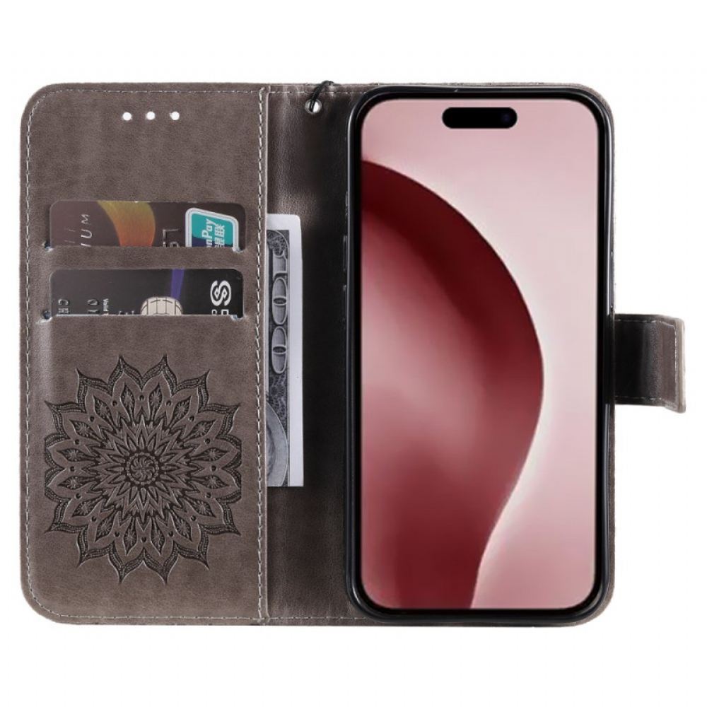 Kožený Kryt iPhone 16 Pro Mandala Se Šňůrkou