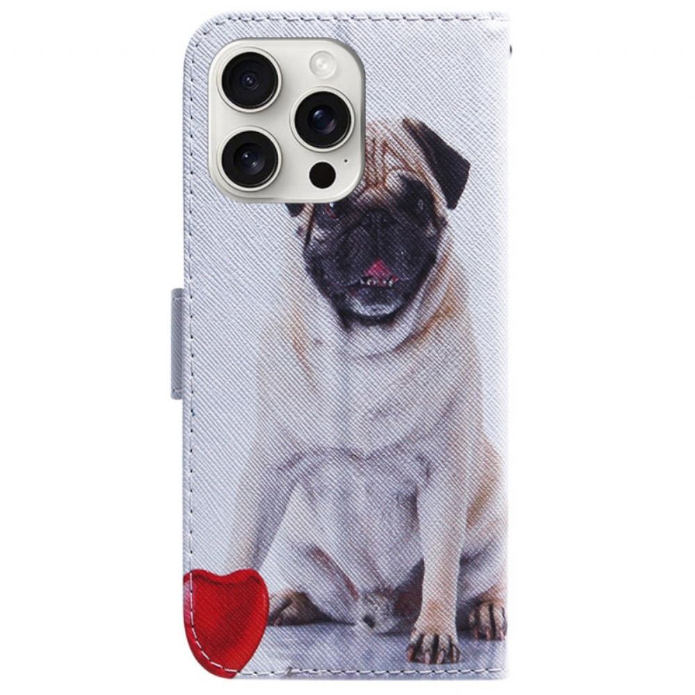 Kožený Kryt iPhone 16 Pro Mops Pes