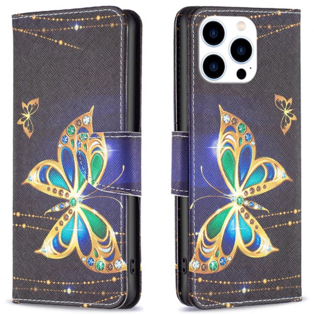 Kožený Kryt iPhone 16 Pro Motýlí Šperky