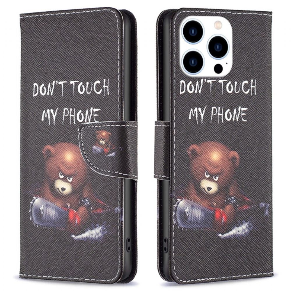 Kožený Kryt iPhone 16 Pro Nebezpečný Medvěd