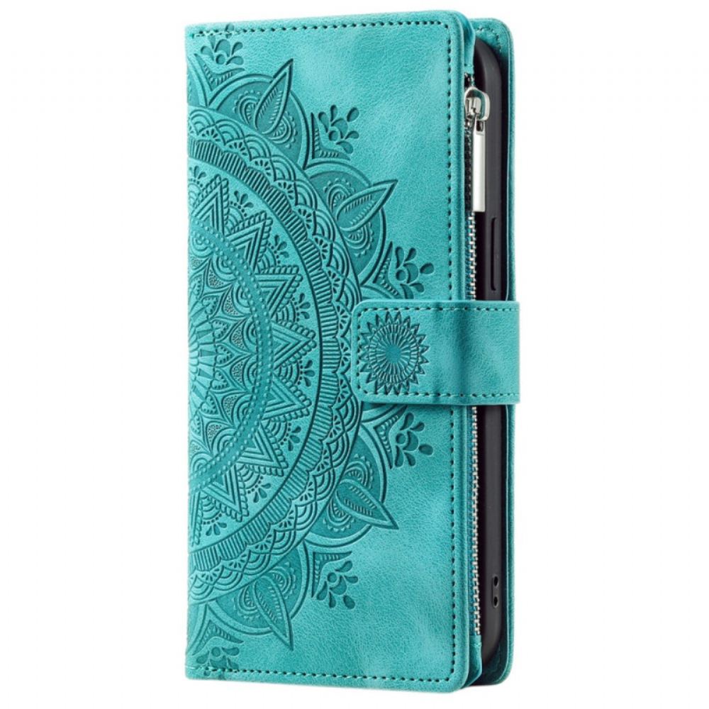 Kožený Kryt iPhone 16 Pro Peněženka Mandala Suede Effect