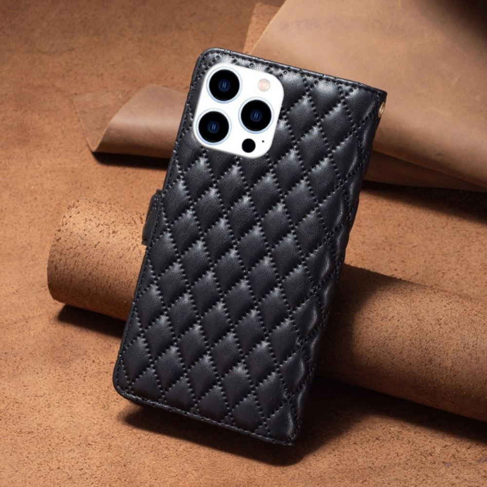 Kožený Kryt iPhone 16 Pro Prošívaná Binfen Barva