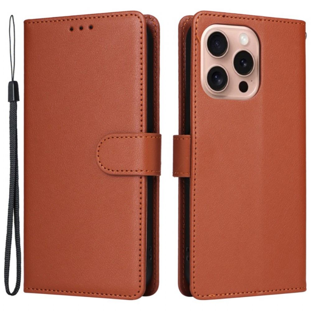 Kožený Kryt iPhone 16 Pro Styl Koženého Řemínku