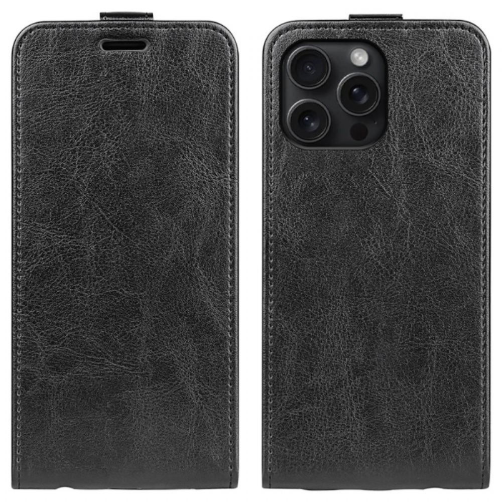Kožený Kryt iPhone 16 Pro Vertikální Klapka