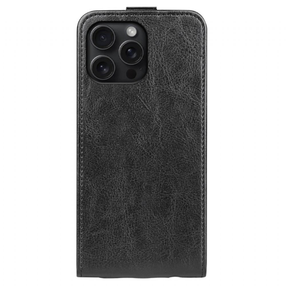 Kožený Kryt iPhone 16 Pro Vertikální Klapka