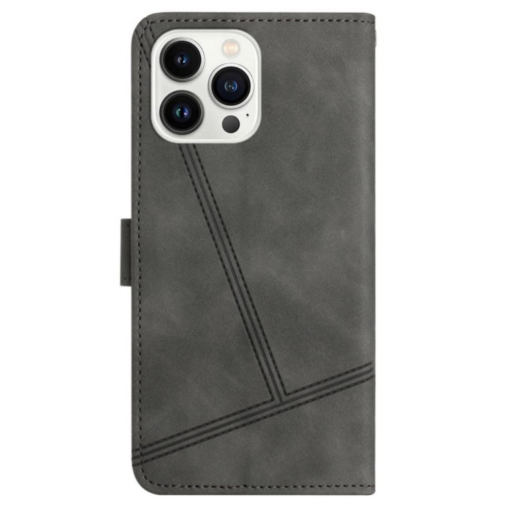 Kožený Kryt iPhone 16 Pro Šňůry A Tahy Za Lanko