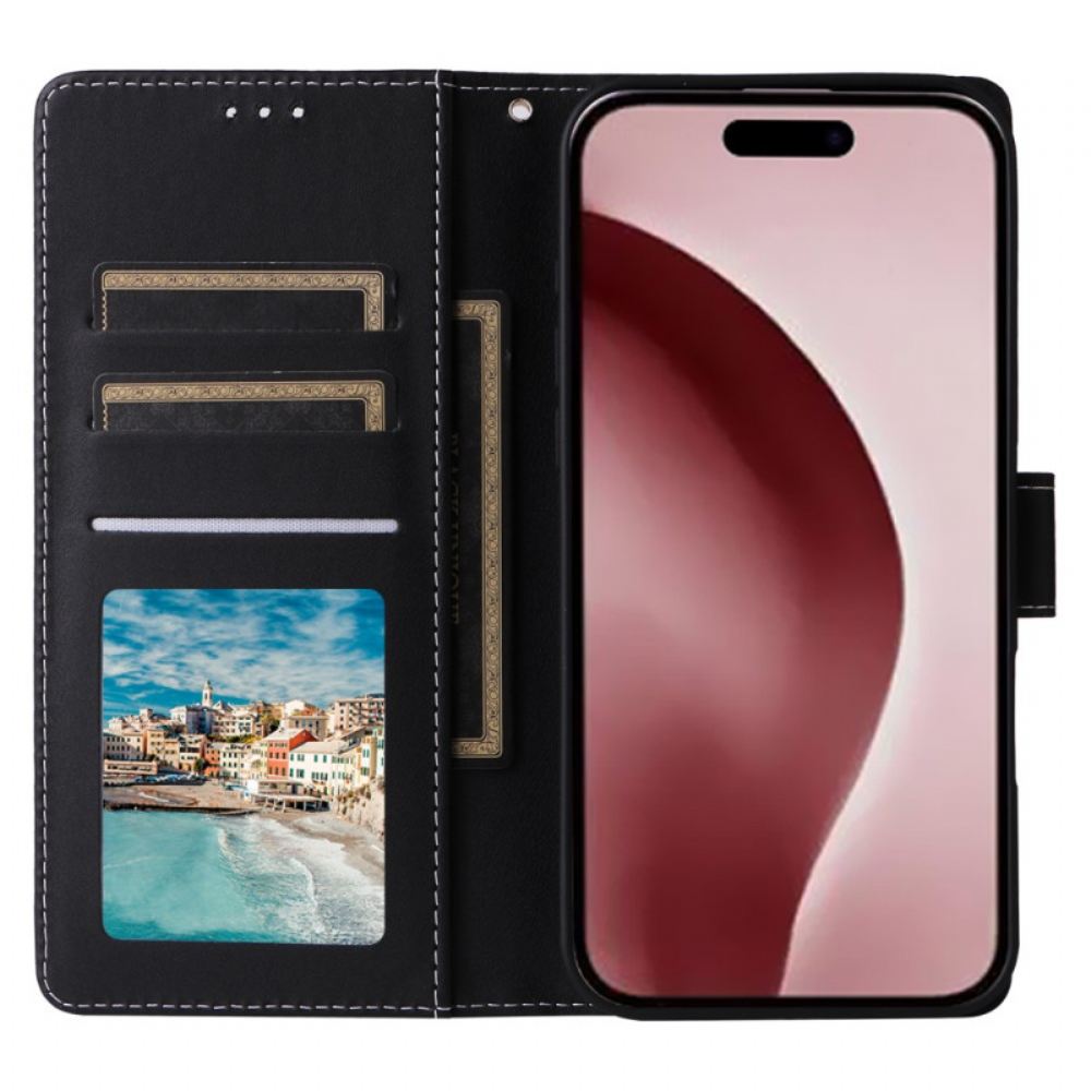Kožený Kryt Na iPhone 16 Pro Design Mramorového Popruhu