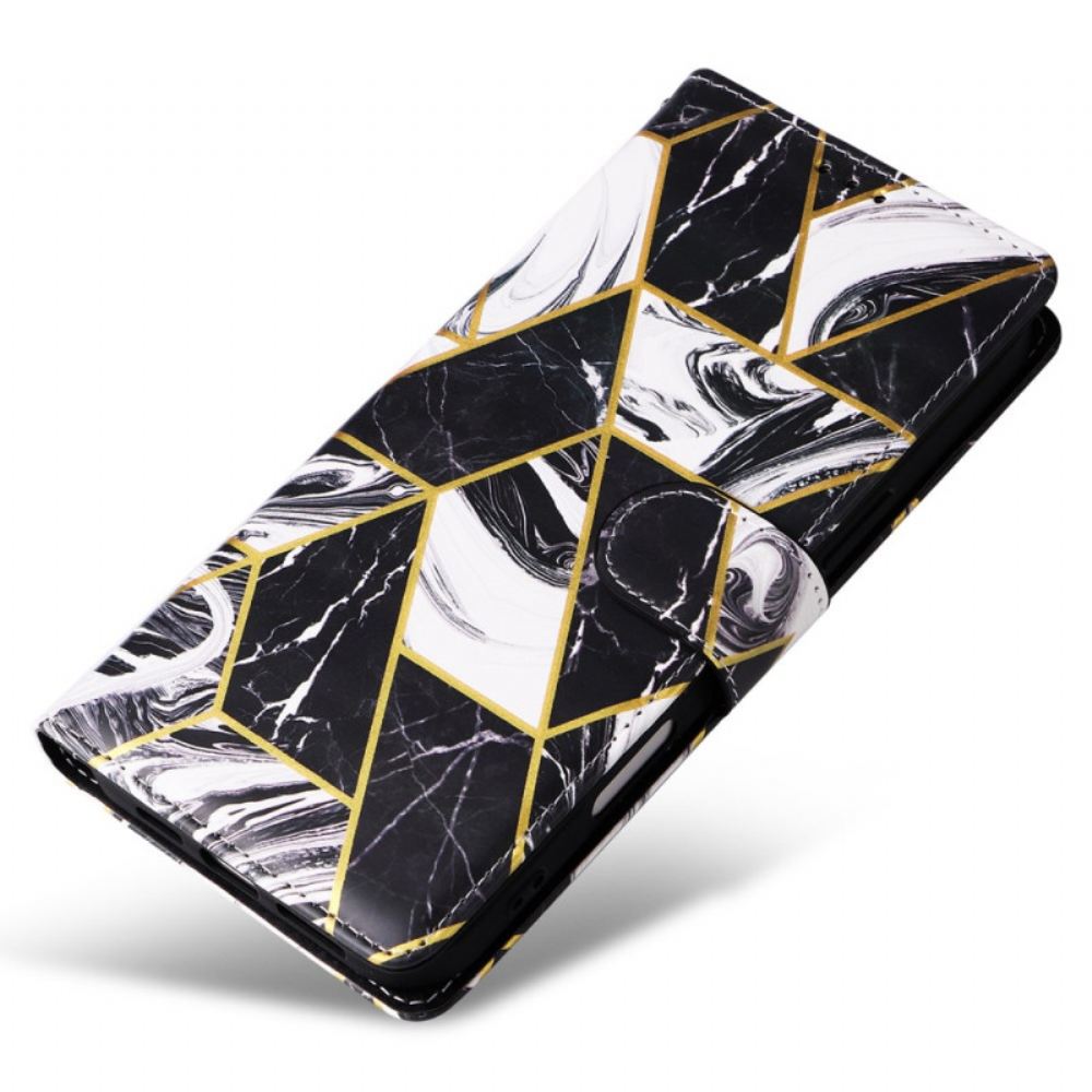 Kožený Kryt Na iPhone 16 Pro Design Mramorového Popruhu