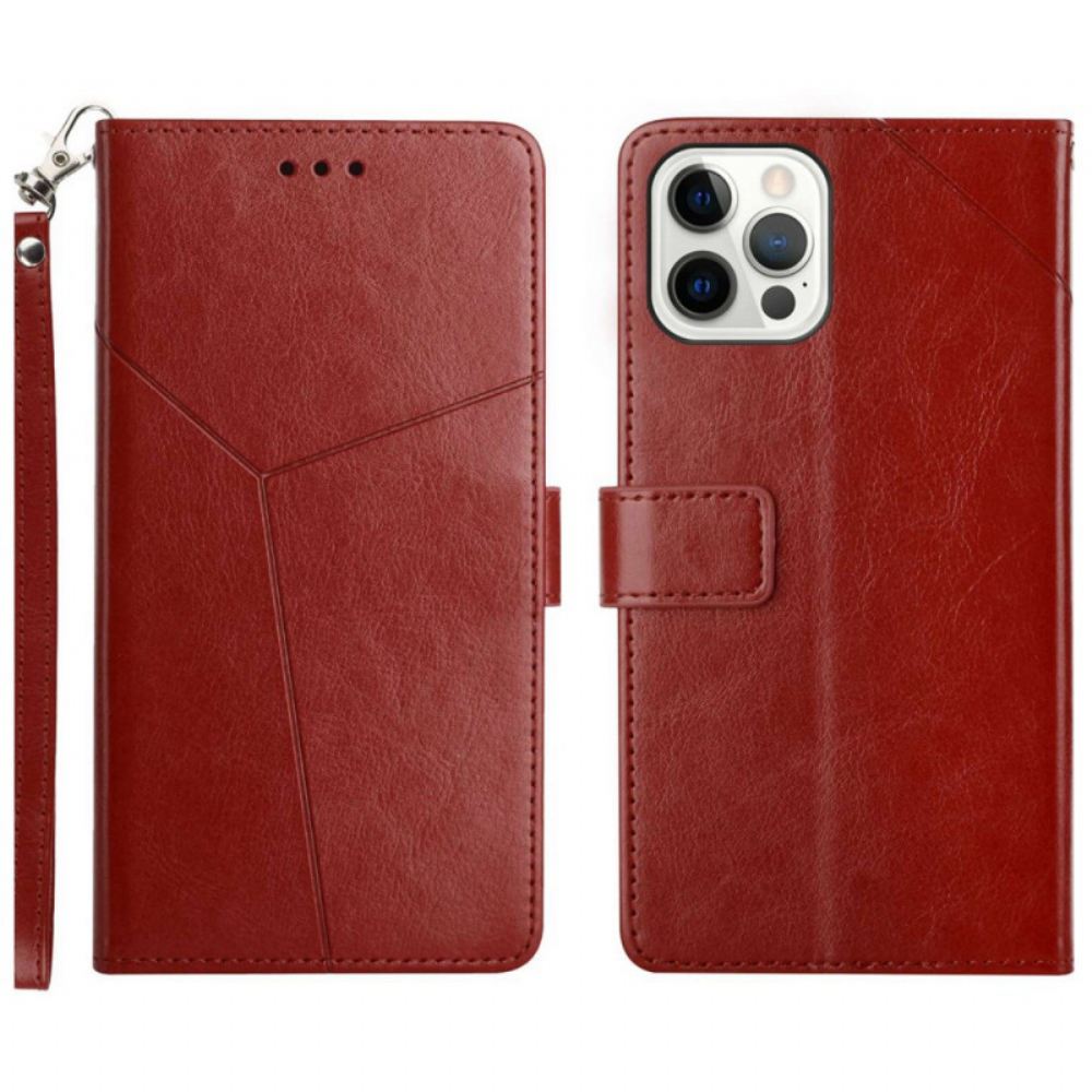 Kožený Kryt Na iPhone 16 Pro Design Popruhu Y
