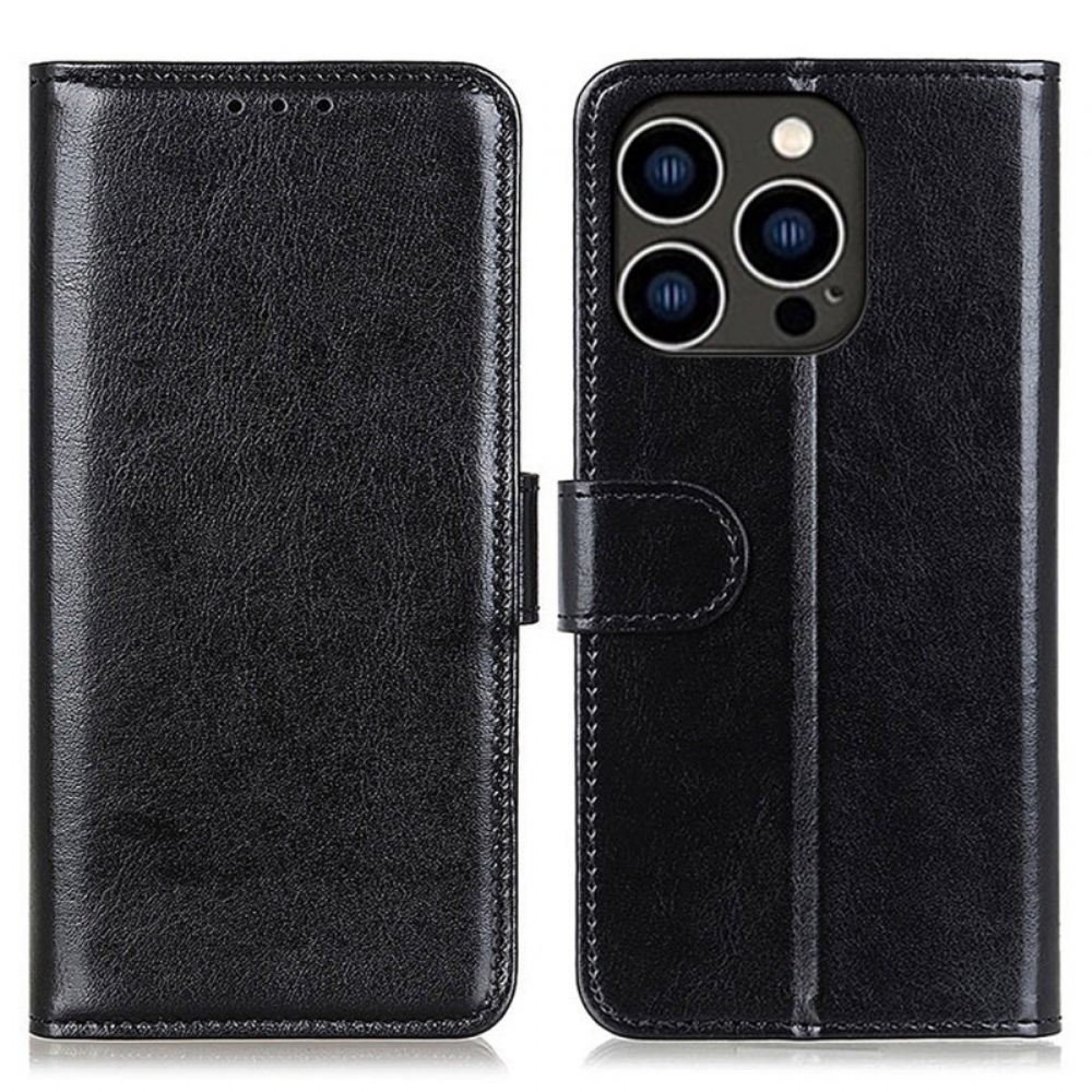 Kožený Kryt Na iPhone 16 Pro Imitace Lakované Kůže