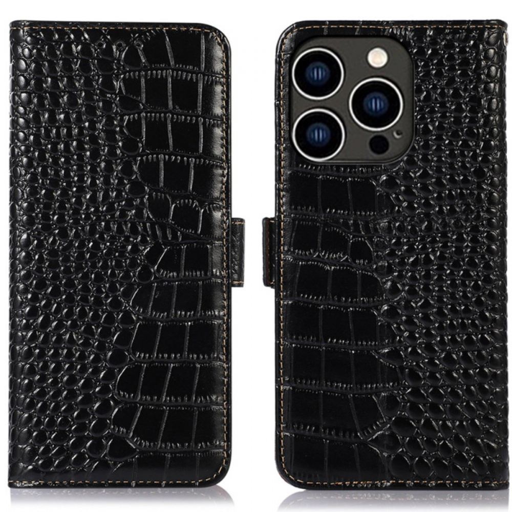 Kožený Kryt Na iPhone 16 Pro Krokodýlí Textura Kůže